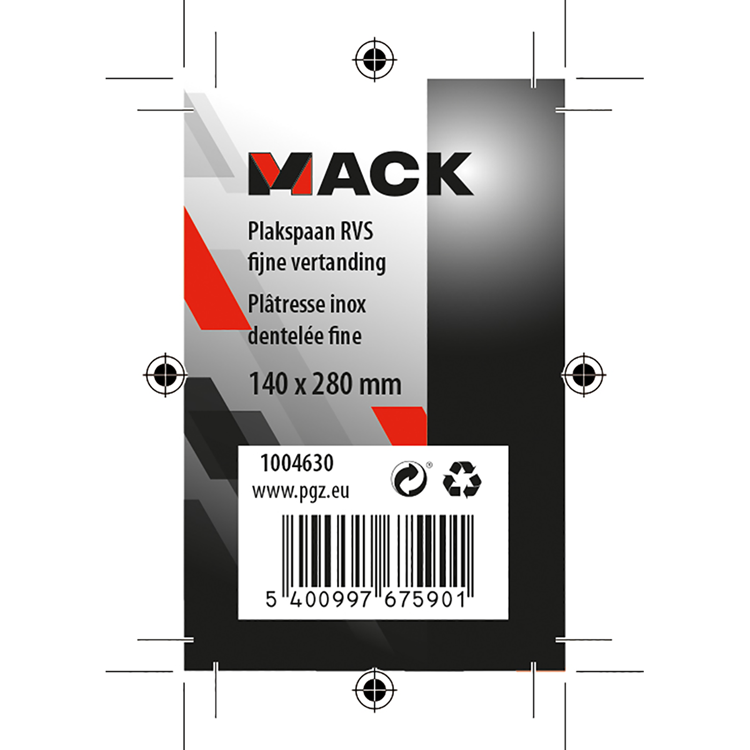 Mack 1004630 - plaksp inox 120x280 sg fijn | 3 stuks