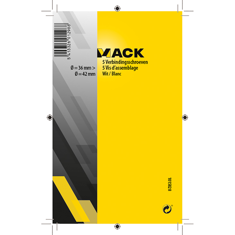 Mack 1015828 - 5 verbindingsschroeven wit 34–44mm | 10 stuks
