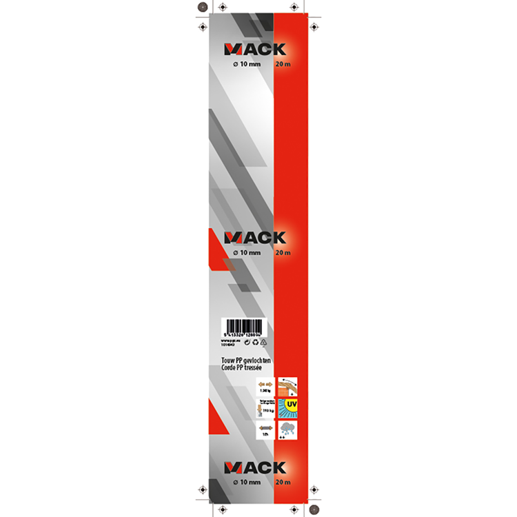 Mack 1014943 - sporttouw pp gevlochten streng10mm 20m | 5 stuks