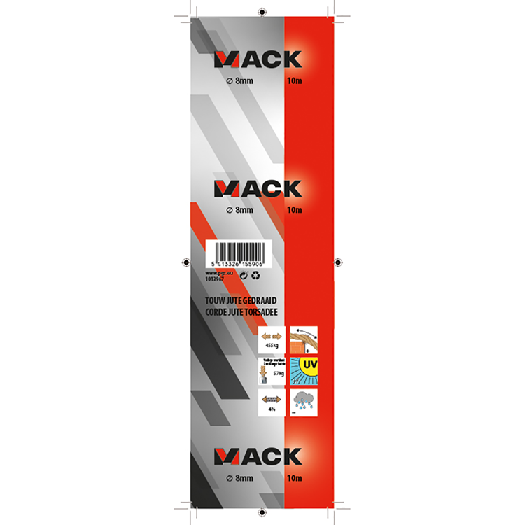 Mack 1013967 - jutetouw gedraaid streng 8mm 10m | 5 stuks