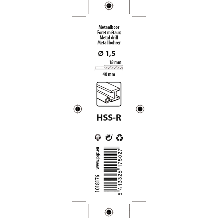 Mack 1018176 - universeelboor hss r ø 1,5 x 40 mm 2st | 5 stuks