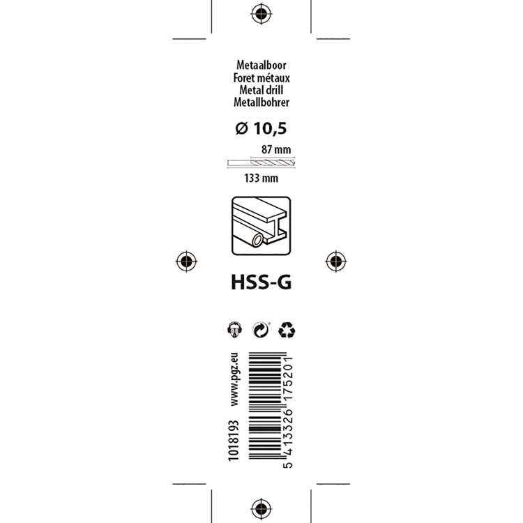 Mack 1018193 - metaalboor hss g din 338 ø 10,5 x 133 mm | 5 stuks