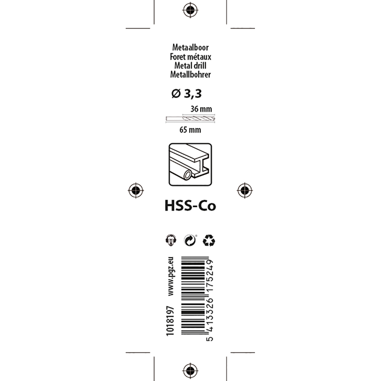 Mack 1018197 - metaalboor hss co5% din 338 ø 3,3 x 65 mm 2st | 5 stuks