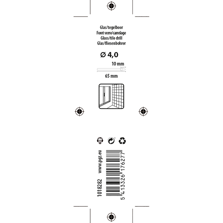 Mack 1018282 - glas- tegelboor ø 4,0 x 65 mm | 5 stuks