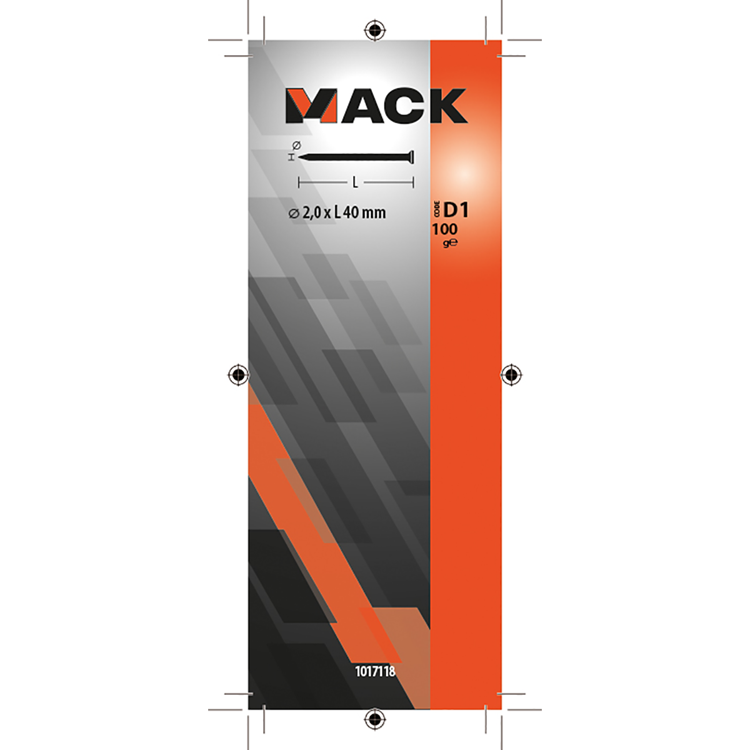 Mack 1017118 - nagel platte kop 100 gr 2,0 x 40 mm | 5 stuks