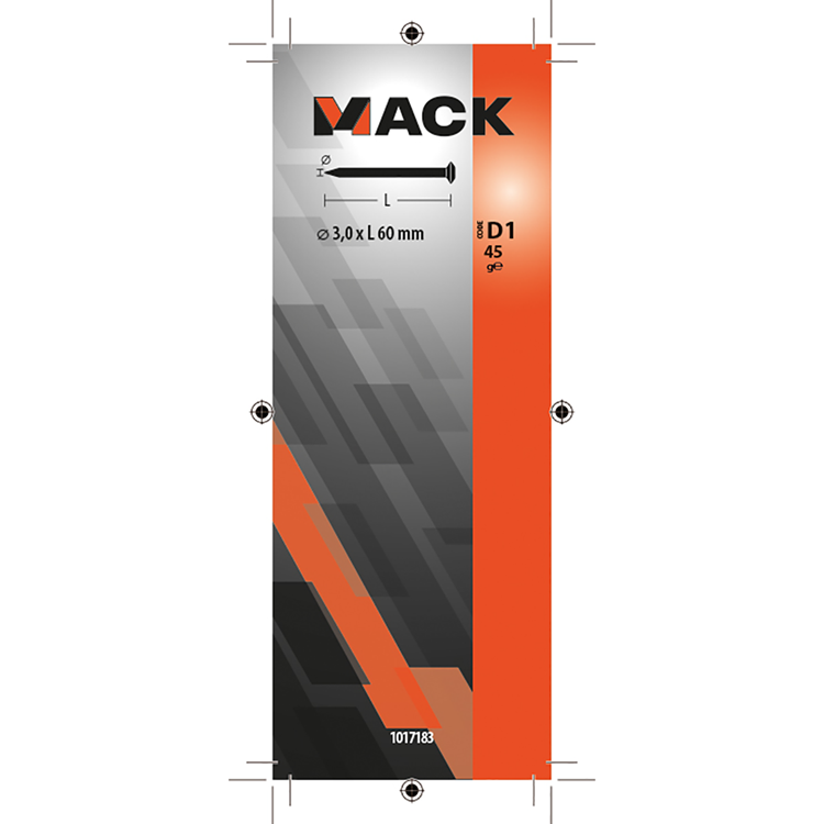 Mack 1017183 - staalnagel bvk staal geblauwd 45 gr 3,0 x 60 mm | 10 stuks