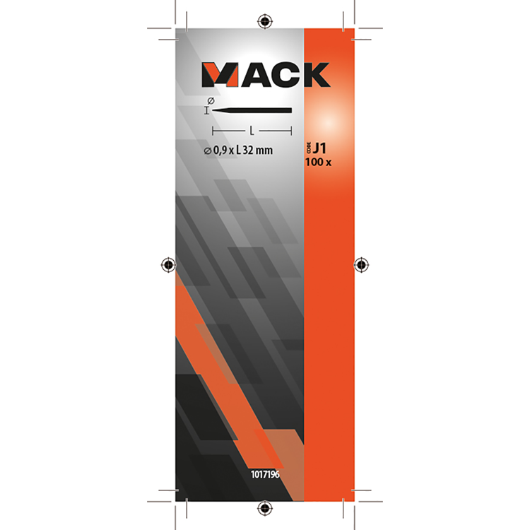 Mack 1017196 - lijstnagel staal gehard 100 st0,9 x 32 mm | 10 stuks