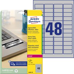 Etiketten avery l6009-20 45,7x21,2mm zilver