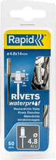 Rapid waterdichte blindklinknagel ø 4,8 x 14 mm 50 stuks + boortje