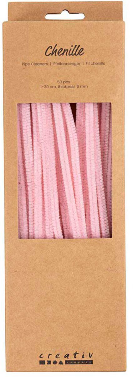 Creativ company chenilledraad roze knutselmateriaal 50 stuks 6mm x 30cm.