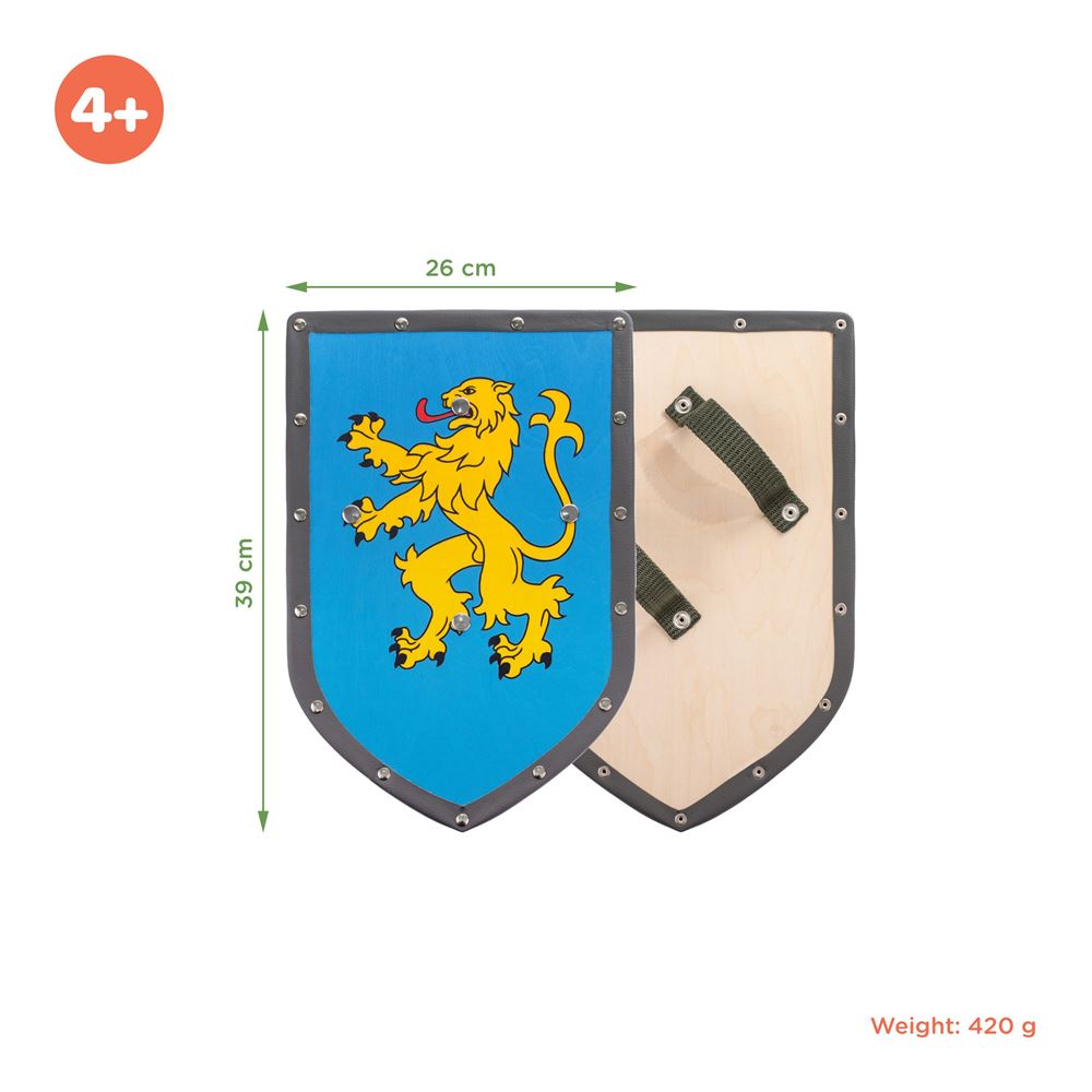 Woodsy houten schild leeuw blauw. 26x39