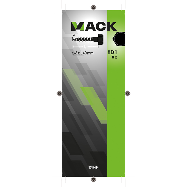 Mack 1017414 - houtdraadbout staal verzinkt 8 st 8 x 40 mm | 5 stuks