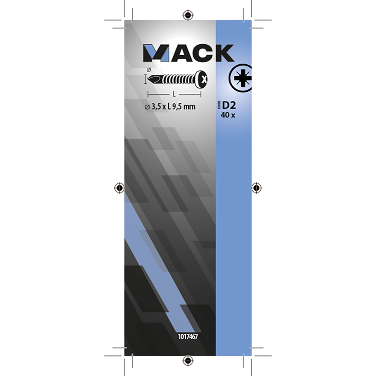 Mack 1017467 - zelfborende schroef cyl. kop verz. 40st 3,5 x 9,5 mm | 10 stuks