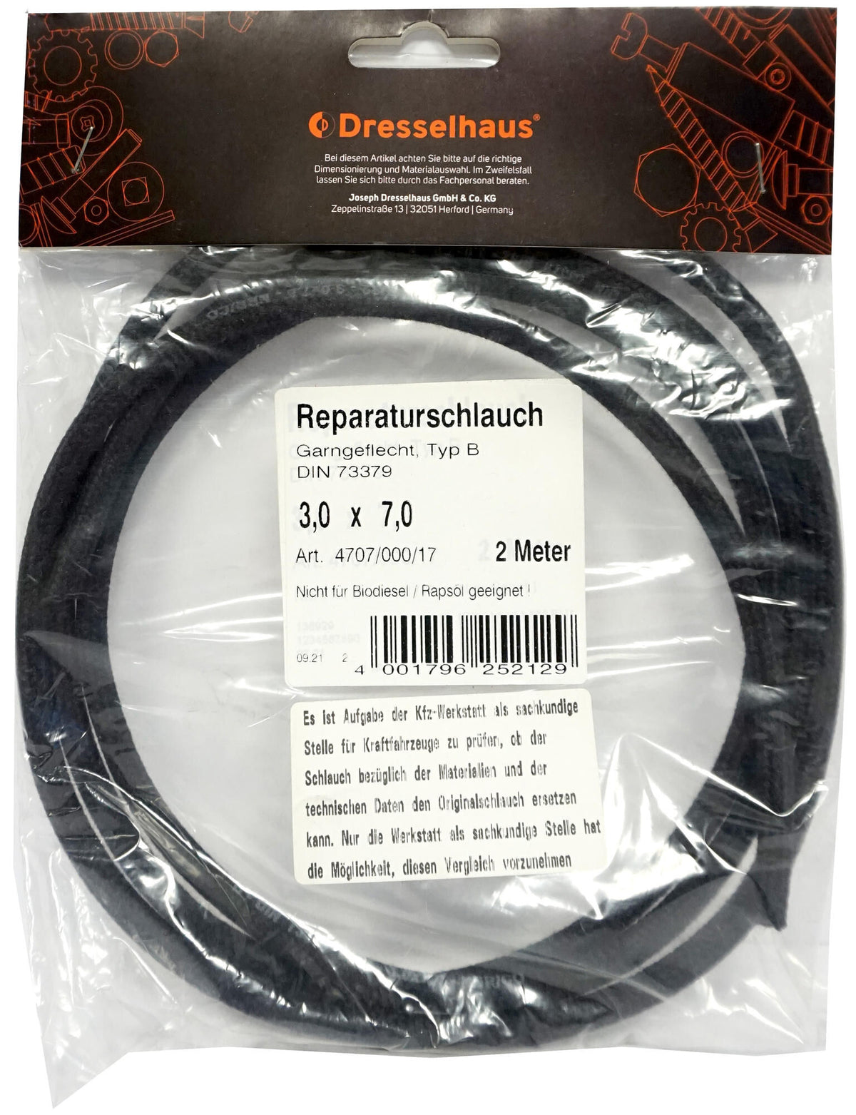 Dresselhaus brandstofslang 4707 fuel hose 5,5x10,5 dresselh. 4707 2m