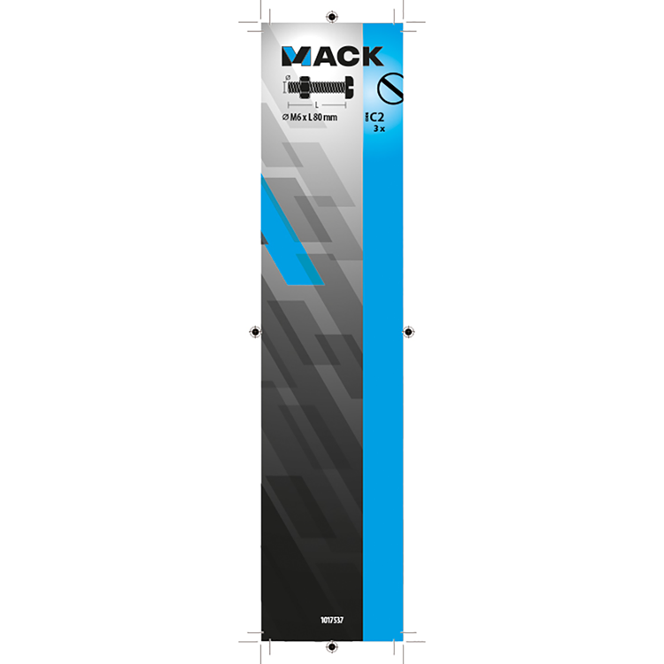 Mack 1017537 - metaalschroef cyl. kop + moer verz. 3 st m6 x 80 mm | 5 stuks