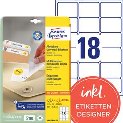 Herkleefbare etiketten avery zweckform stick lift wit