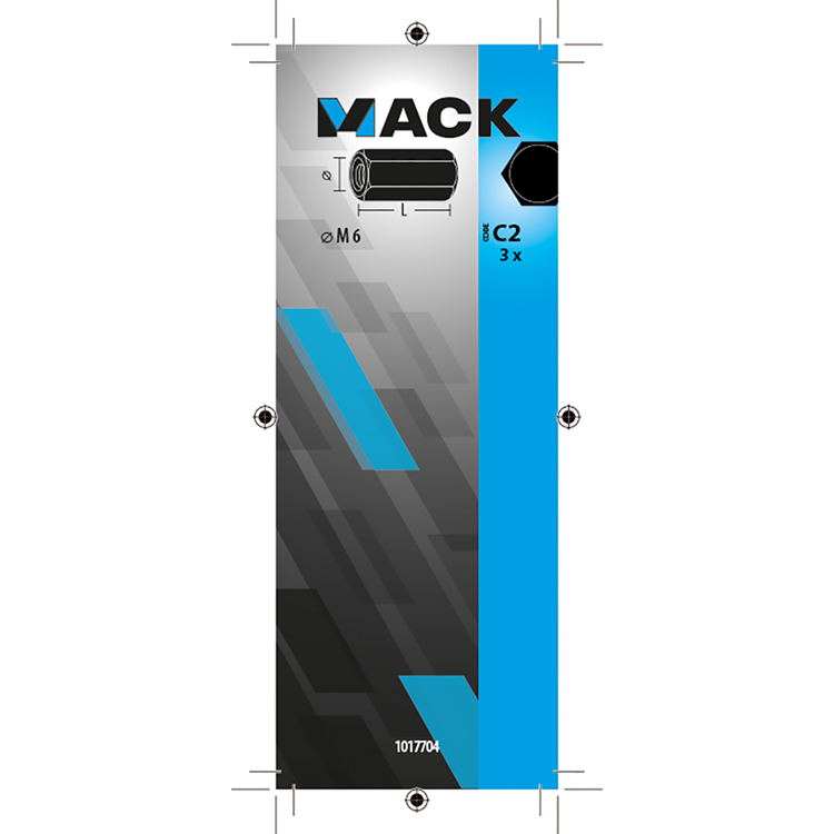 Mack 1017704 - zeskant verbindingsmoer verzinkt 3 st m6 | 10 stuks