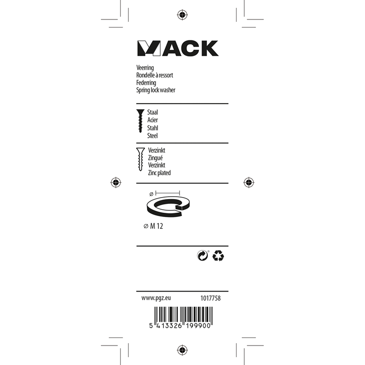Mack 1017758 - veerring staal verzinkt 12 st m 12 | 10 stuks