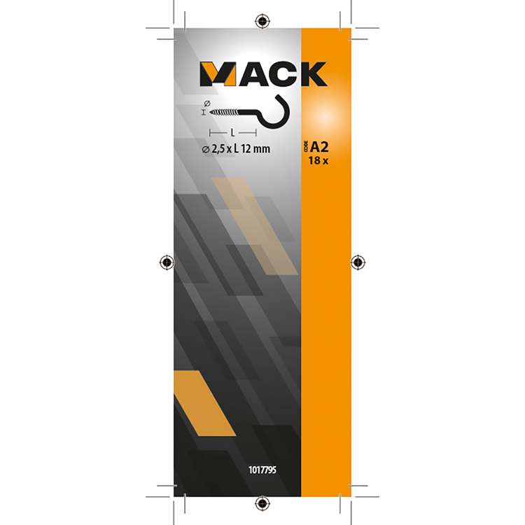 Mack 1017795 - schroefhaak staal verzinkt 18st 2,5 x 12 mm | 10 stuks