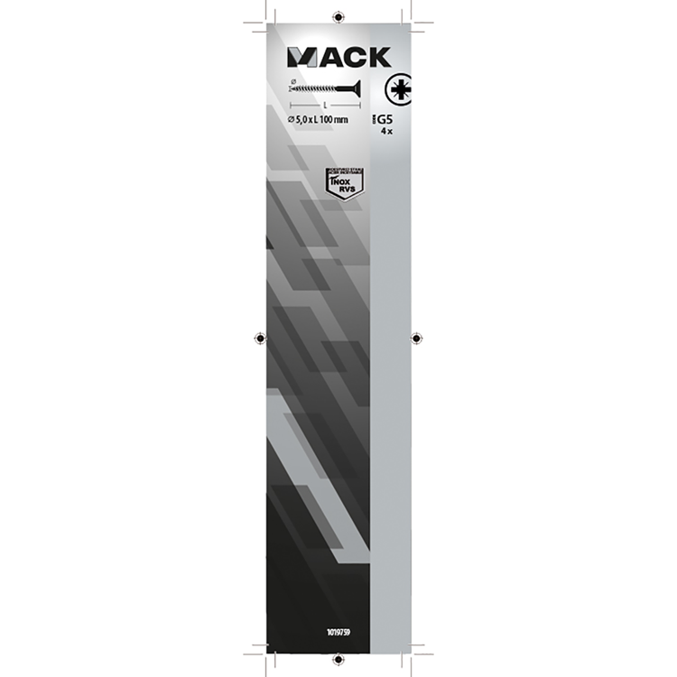 Mack 1019759 - spaanplaatschroef vz kop rvs 4 st 5,0 x100 mm | 5 stuks