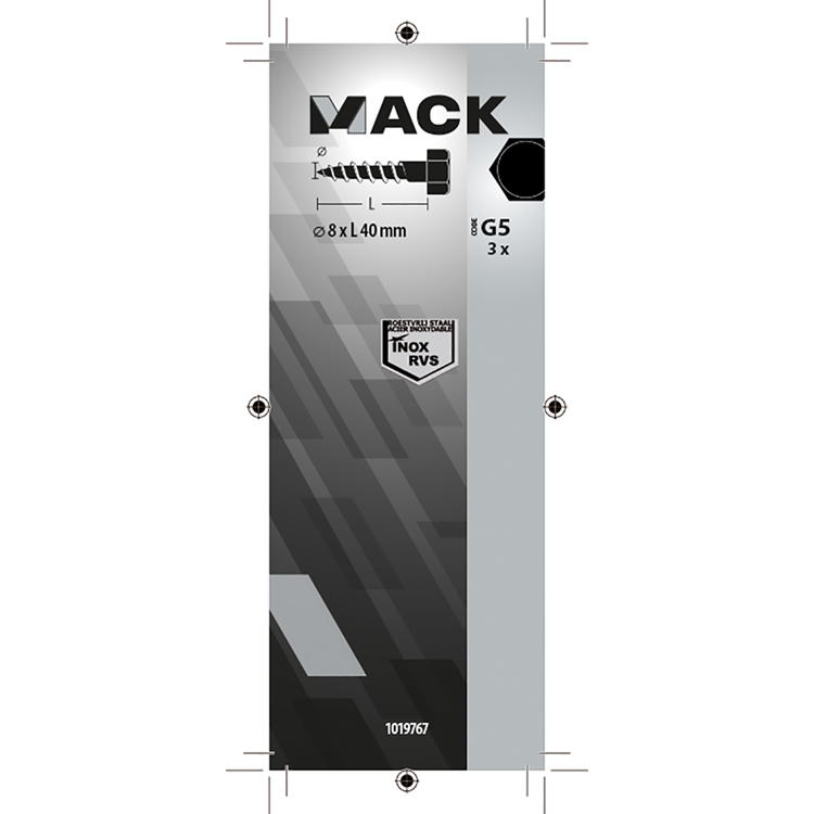 Mack 1019767 - houtdraadbout roestvrijstaal 3 st 8 x 40 mm | 10 stuks