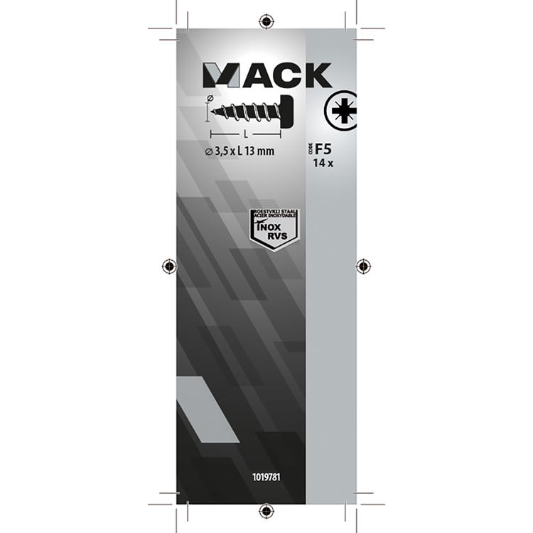 Mack 1019781 - zelftappende schroef cyl.kop a2 14 st 3,5 x 13 mm | 10 stuks