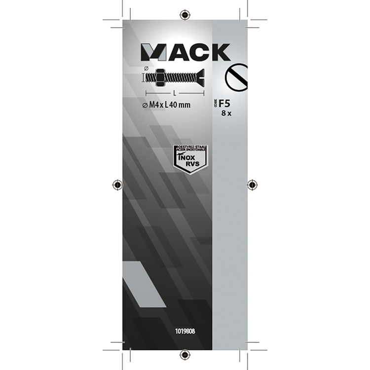 Mack 1019808 - metaalschroef verz. kop + moer rvs 8 st m4x40 | 10 stuks