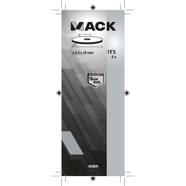 Mack 1019879 - carrosserie sluitring inox a2 4 st 8,4x24 | 10 stuks