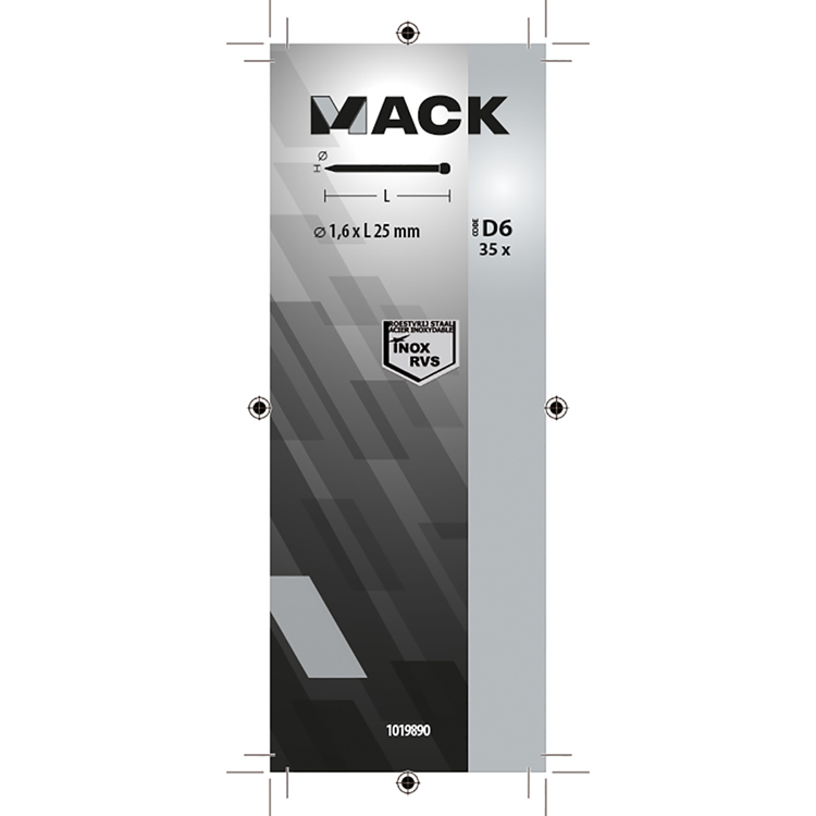 Mack 1019890 - nagel ronde kop inox a2 35 st 1,6 x 25 mm | 10 stuks