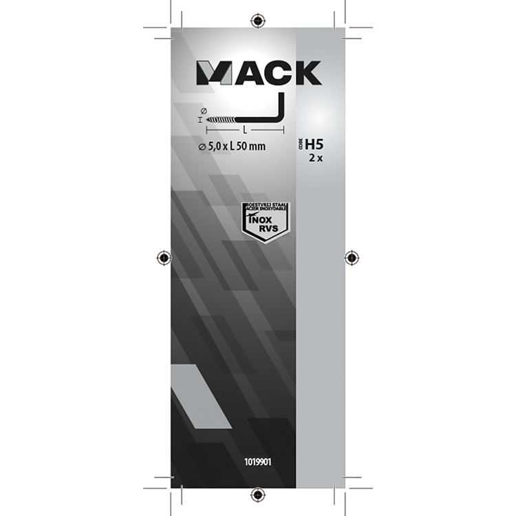 Mack 1019901 - schroefduim roestvrijstaal 2 st 5,0x50 mm | 10 stuks