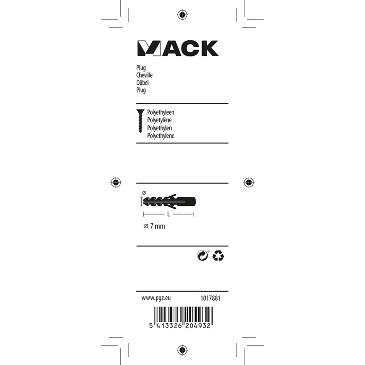 Mack 1017881 - plug polyethyleen 20 st 7 mm | 5 stuks