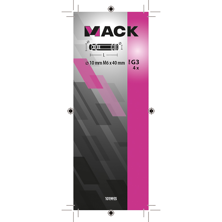 Mack 1019955 - keilbouthuls verzinkt 4 st m6 x 40 mm | 10 stuks