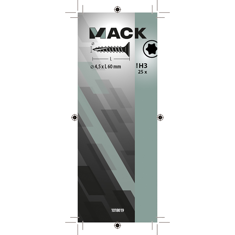 Mack 1018019 - spaanplschr.vzkop-zelfb. geelverz. 25 st 4,5 x 60 mm | 5 stuks