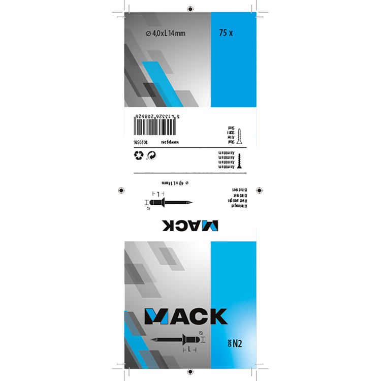 Mack 1020316 - 75 blindnieten alu 4,0x14mm | 5 stuks