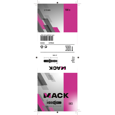 Mack 1018154 - plug polyethyleen 100 st 6mm | 5 stuks