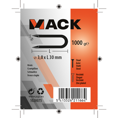 Mack 1020075 - kram verzinkt 1000 gr 3,0 x 30 mm | 10 stuks