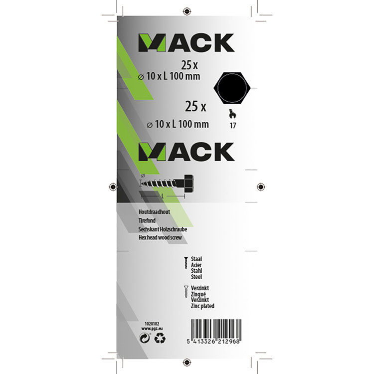 Mack 1020182 - houtdraadbout verzinkt 25 st 10 x 100 mm | 3 stuks
