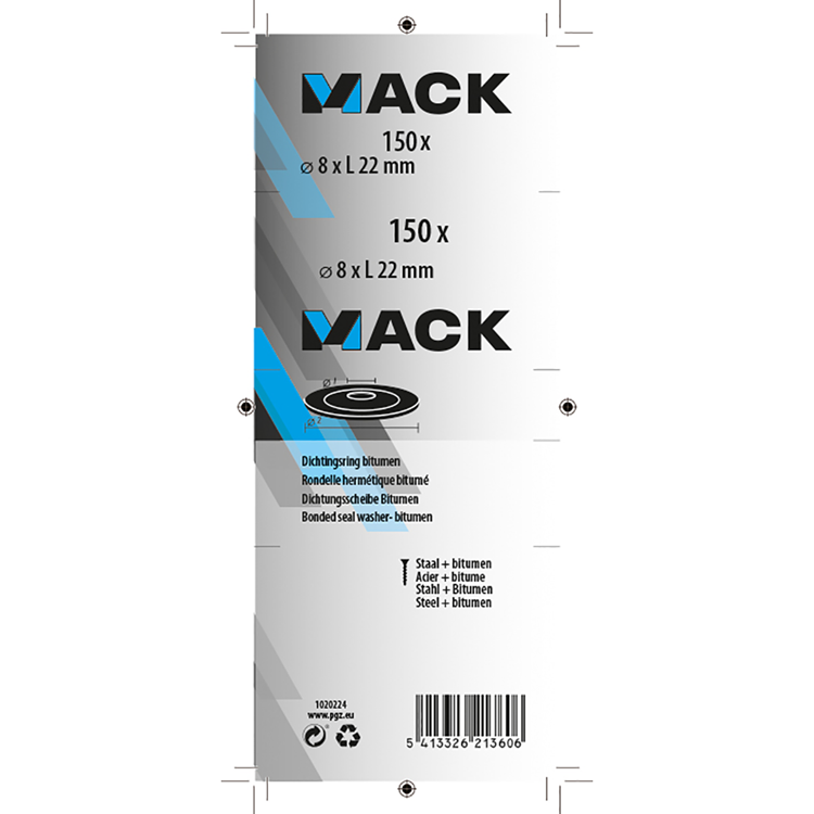 Mack 1020224 - dichtingsring bitumen verzinkt150 st 8,0 x 22 mm | 5 stuks