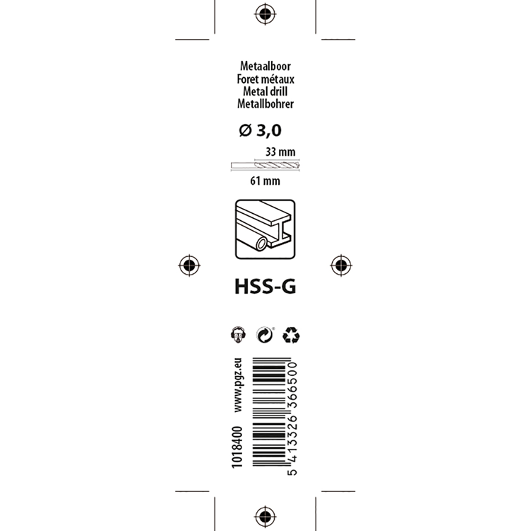 Mack 1018400 - metaalboor hss g din 338 ø 3,0 x 61 mm 2st | 5 stuks