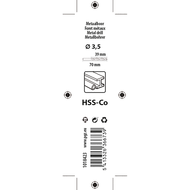 Mack 1018423 - metaalboor hss co5% din 338 ø 3,5 x 70 mm 2st | 5 stuks