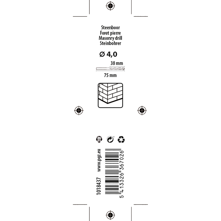 Mack 1018437 - steenboor ø 4,0 x 75 mm | 5 stuks