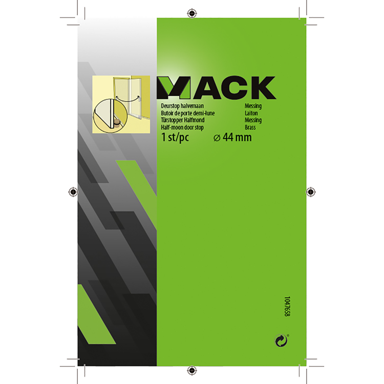 Mack 1047658 - deurstop halvemaan messing ø 44 mm 1 st pc | 6 stuks