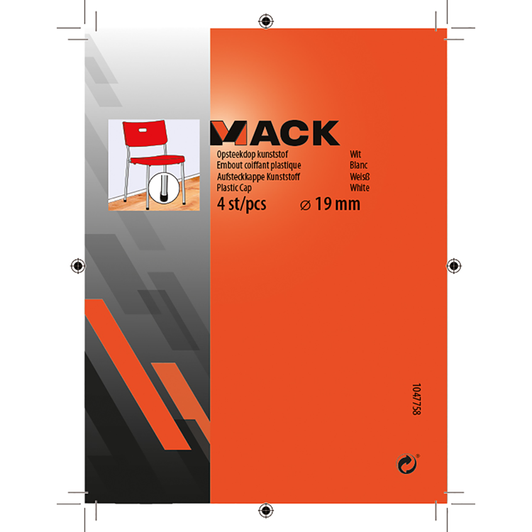 Mack 1047758 - opsteekdop kunststof wit ø 19 mm 4 st pcs | 6 stuks