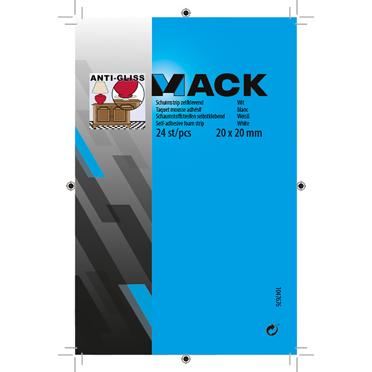 Mack 1047676 - schuimstrip zelfklevend wit 20 x 20 mm 24 st pcs | 6 stuks