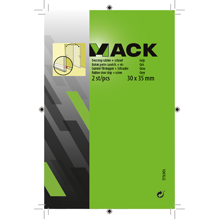 Mack 1047632 - deurstop rubber + schroef grijs 30 x 35 mm 2 st pcs | 6 stuks