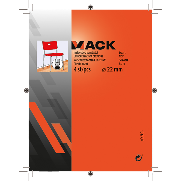 Mack 1047737 - insteekdop kunstsstof zwart ø 22 mm 4 st pcs | 6 stuks