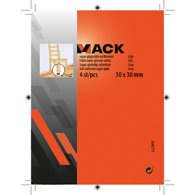 Mack 1048771 - super glijpastille zelfklevendgrijs 30 x 30 mm 4 st pcs | 12 stuks