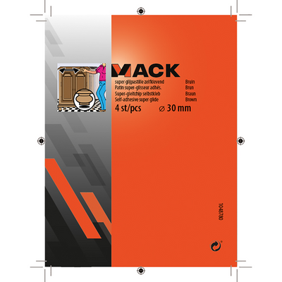 Mack 1048780 - super glijpastille zelfklevendbruin ø 30 mm 4 st pcs | 12 stuks