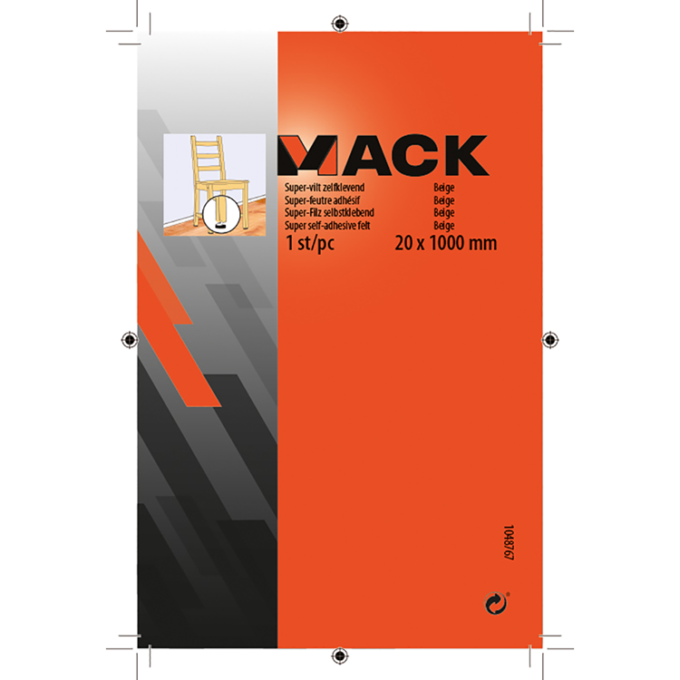 Mack 1048767 - super-vilt zelfklevend beige 20 x 1000 mm 1 st pc | 6 stuks