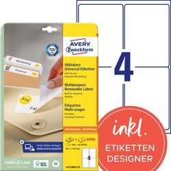 Herkleefbare etiketten avery zweckform stick lift wit